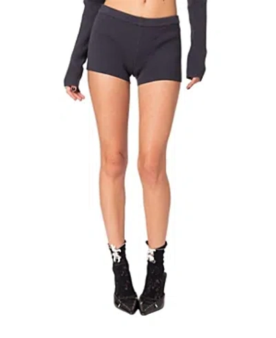 Shop Edikted Miriam Knit Micro Shorts In Dark Gray