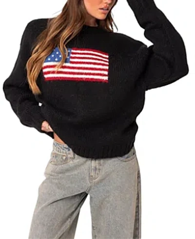 Shop Edikted Usa Oversized Chunky Knit Sweater In Black