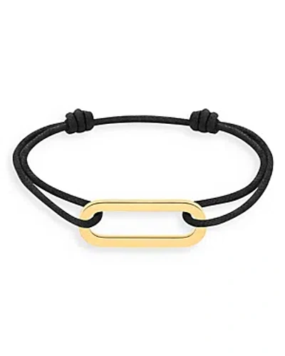 Shop Dinh Van 18k Yellow Gold Maillon Link Charm Adjustable Cord Bracelet In Gold/black