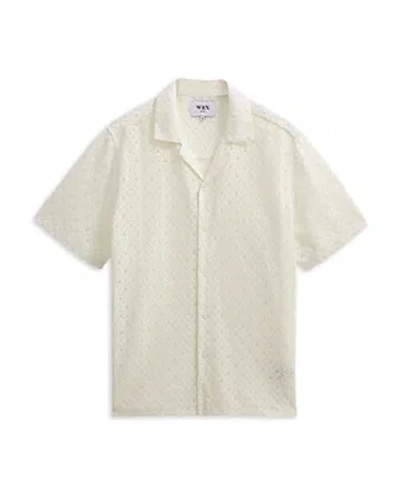 Shop Wax London Didcot Relaxed Fit Short Sleeve Button Front Camp Shirt In White