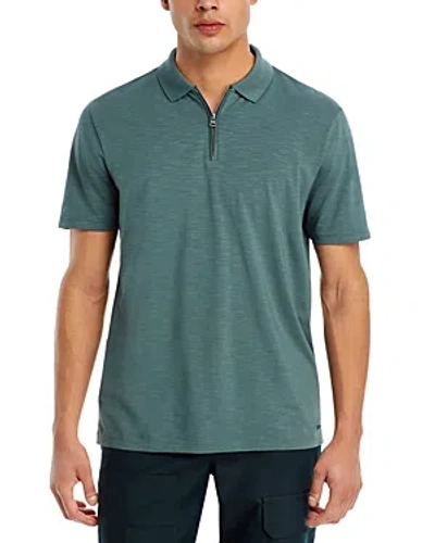 Shop Hugo Dekok Quarter Zip Short Sleeve Polo Shirt In Dark Green
