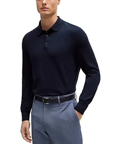 Shop Hugo Boss Gemello Long Sleeve Polo In Dark Blue