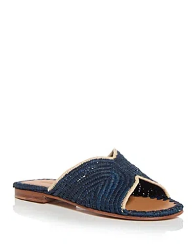 Shop Carrie Forbes Women's Salon Woven Slide Sandals In Navy/natural