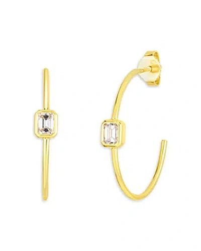 Shop Roberto Coin 18k Yellow Gold Diamond Hoops Diamond Emerald-cut Hoop Earrings