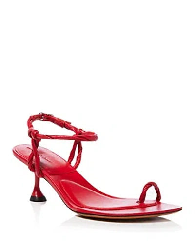 Shop Proenza Schouler Women's Tee Ankle Strap Toe Ring High Heel Sandals In Red