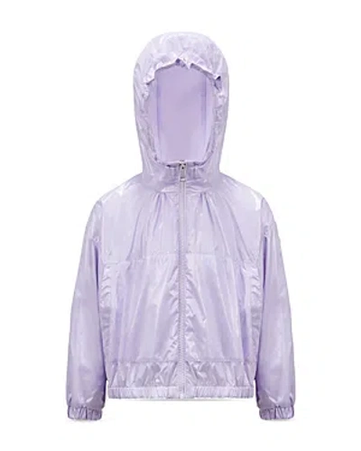Shop Moncler Girls' Urbonas Nylon Hooded Rain Jacket - Little Kid In Light Purple