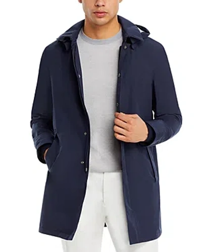 Shop Herno Laminar Slim Fit Woven Raincoat In Navy
