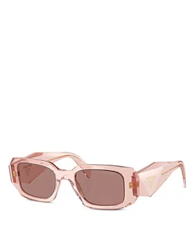 Shop Prada Symbole Rectangular Sunglasses, 49mm In Pink/brown Solid