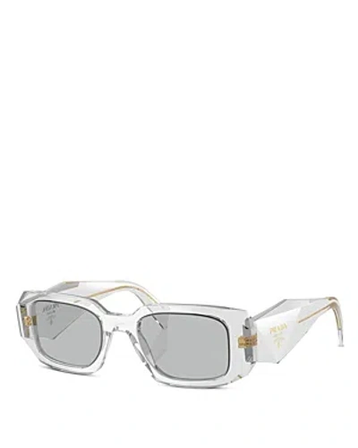 Shop Prada Symbole Rectangular Sunglasses, 49mm In Gray/gray Solid