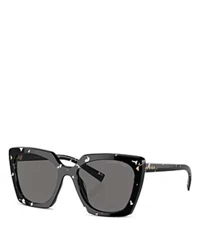 Prada Square Sunglasses, 54mm In Black/gray Polarized Solid