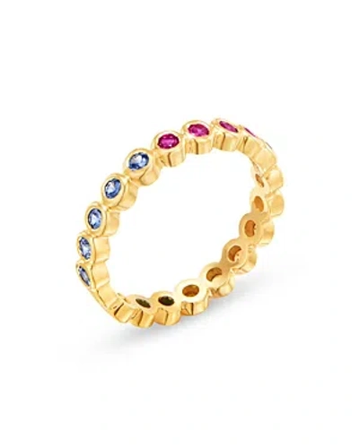 Shop Temple St Clair 18k Yellow Gold Classic Multi Gemstone Eternity Band In Multi/gold