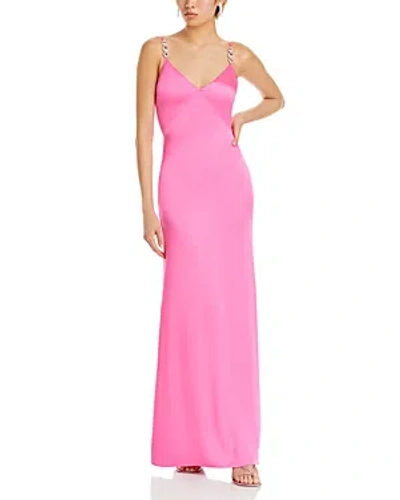 Shop David Koma Crystal Cami Gown In Pink Silver