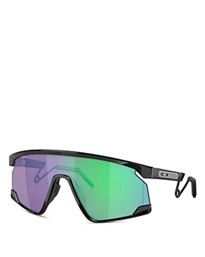 Shop Oakley Bxtr Metal Rectangular Shield Sunglasses, 139mm In Black/green Gradient
