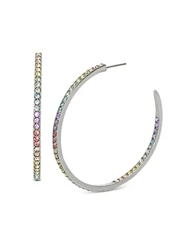 Shop Kurt Geiger Signature Stone Hoop Earrings In Multi/silver
