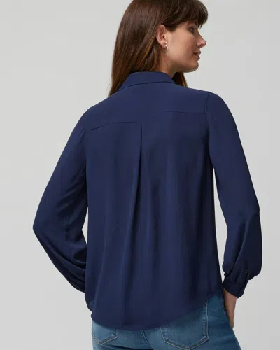 Shop White House Black Market Long-sleeve Soft Shirt In Navy Blue