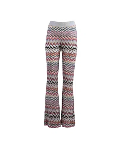 Shop Missoni Zig Zag Knitted Trousers In Fondo Bianco