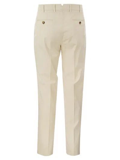 Shop Brunello Cucinelli Italian Fit Cotton Gabardine Trousers In White