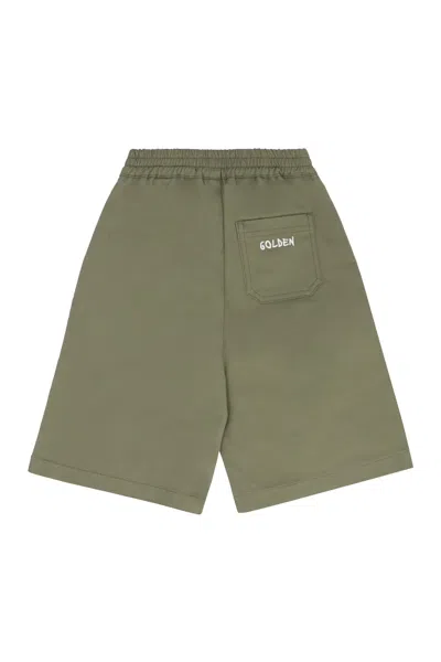 Shop Golden Goose Journey Cotton Bermuda Shorts In Green