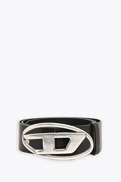 Diesel 4cm D Leather Buckle Belt In Nero