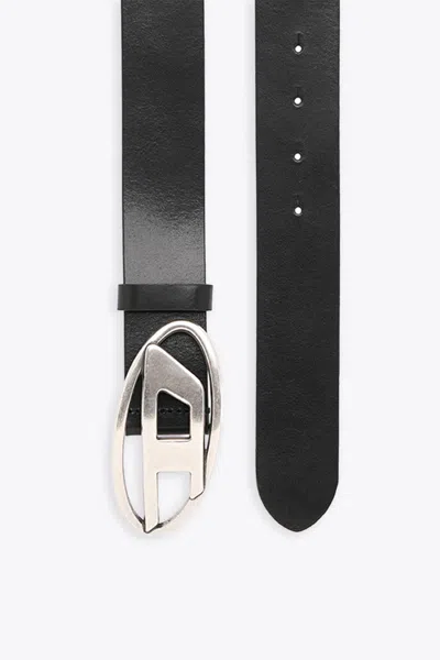 Diesel 4cm D Leather Buckle Belt In Nero