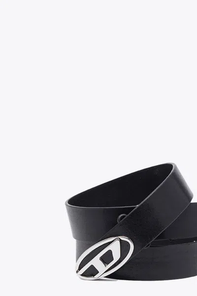 Shop Diesel Oval D Logo B-1dr-layer Mat Black And Shiny Black Leather Reversible Belt - B-1dr Layer In Nero