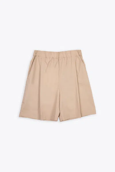 Shop Laneus Baggy Shorts Man Beige Poplin Cotton Baggy Short - Baggy Short In Sabbia