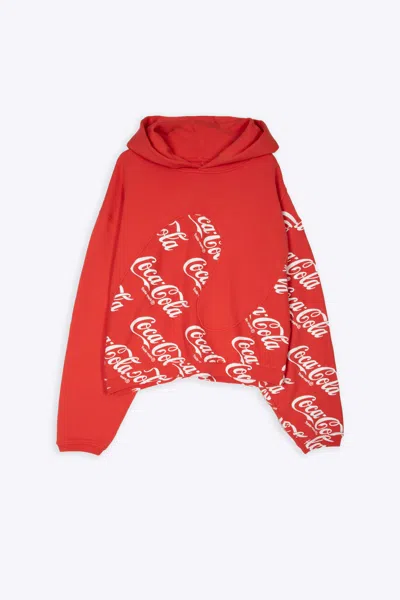 Shop Erl Men Coca Cola Swirl Hoodie Knit Red Coca Cola Swirl Hoodie - Men Coca Cola Swirl Hoodie Knit In Rosso