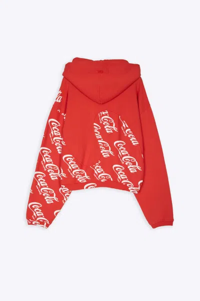 Shop Erl Men Coca Cola Swirl Hoodie Knit Red Coca Cola Swirl Hoodie - Men Coca Cola Swirl Hoodie Knit In Rosso