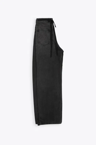 Shop Mm6 Maison Margiela Pantalone 5 Tasche Black Denim Baggy Pant With Side Panel Detail In Denim Nero