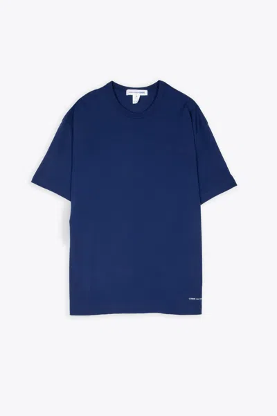 Shop Comme Des Garçons Shirt Mens T-shirt Knit Navy Blue Cotton Oversize T-shirt With Logo
