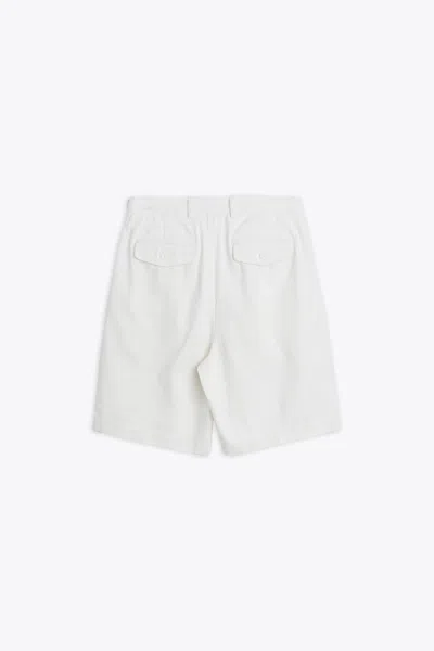 Shop Sunflower #4134 Off White Denim Twill Loose Fit Pleated Shorts - Pleated Shorts In Bianco