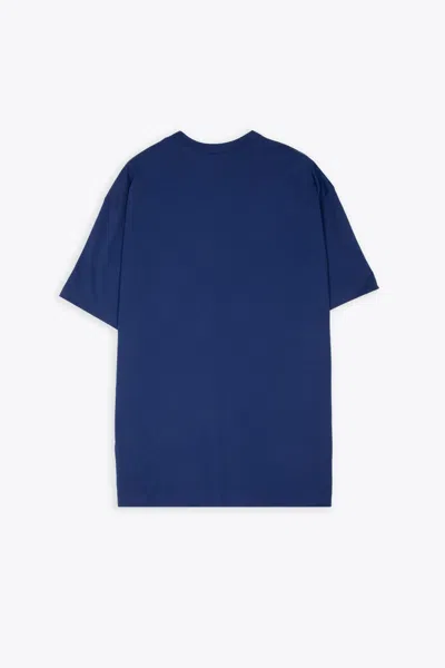 Shop Comme Des Garçons Shirt Mens T-shirt Knit Navy Blue Cotton Oversize T-shirt With Logo