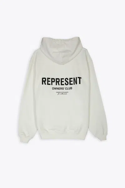 Shop Represent Owners Club Hoodie White Cotton Hoodie With Logo - Owners Club Hoodie In Bianco
