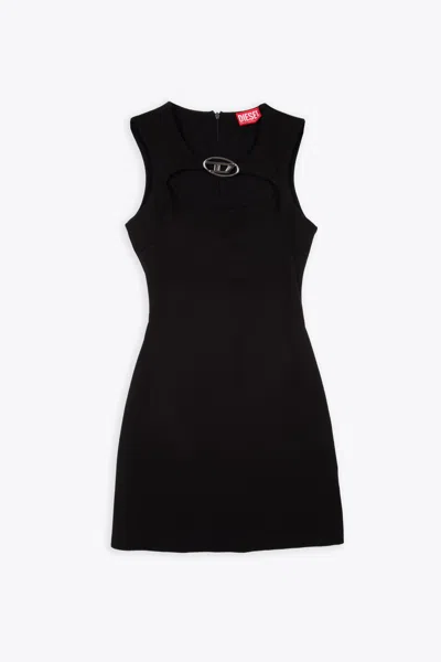 Shop Diesel D-reams Black Short Sleveless Dress With Oval D Logo - D Reams In Nero