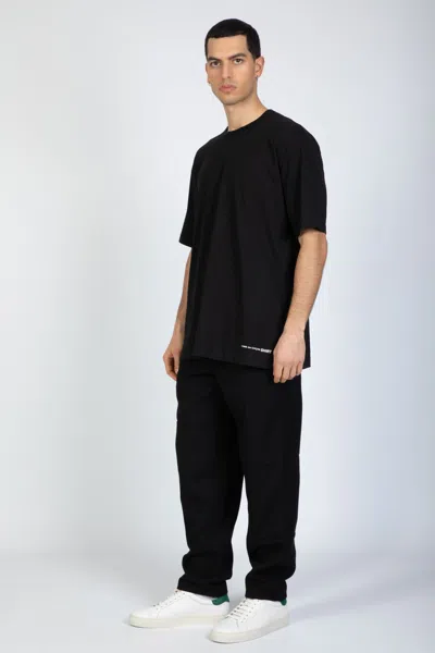 Shop Comme Des Garçons Shirt Mens T-shirt Knit Black Cotton Oversize T-shirt With Logo In Nero