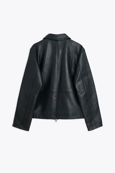 Shop Sunflower #6027 Black Leather Biker Jacket - Short Leather Jacket In Nero