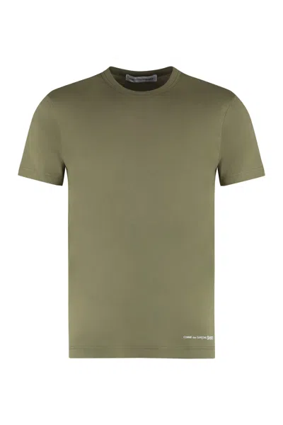 Shop Comme Des Garçons Shirt Cotton Crew-neck T-shirt In Khaki