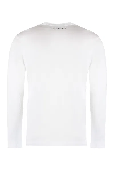 Shop Comme Des Garçons Shirt Long Sleeve Cotton T-shirt In White