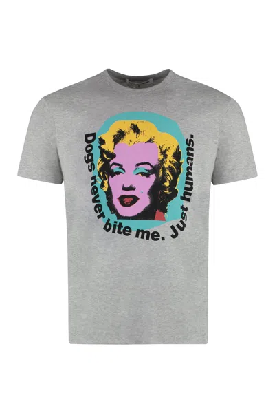 Shop Comme Des Garçons Shirt Andy Warhol Print Cotton T-shirt In Grey