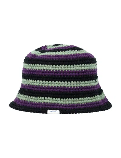Shop Paccbet Striped Knit Bucket Hat In Stripes