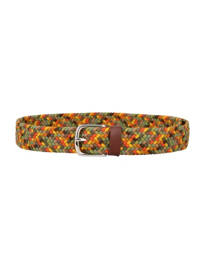 Shop Ymc You Must Create Braided Belt In Brown/yellow