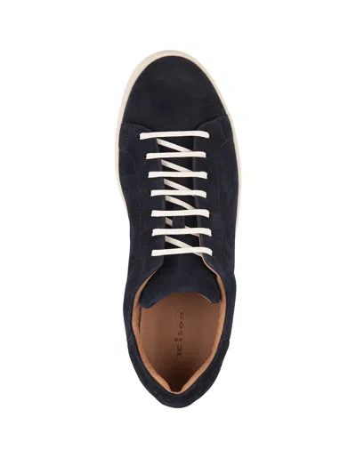 Shop Kiton Blue Suede Low Sneakers