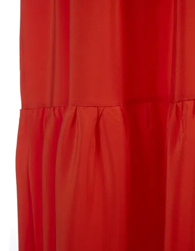Shop Kiton Bright Orange Silk Shirt Long Dress