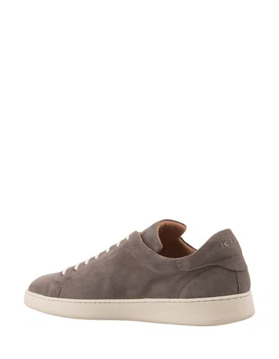 Shop Kiton Taupe Suede Low Sneakers In Grey