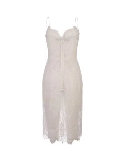 Shop Ermanno Scervino All-over White Lace Lingerie Dress