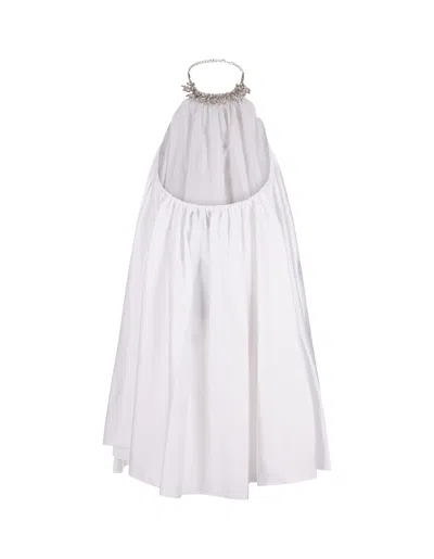 Shop Philipp Plein White Mini Dress With Jewelled Neckline