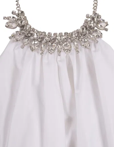 Shop Philipp Plein White Mini Dress With Jewelled Neckline