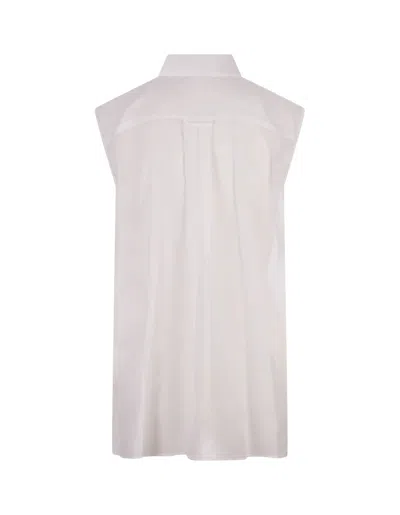 Shop Aspesi White Cotton And Silk Sleeveless Shirt