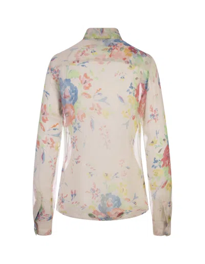 Shop Aspesi Flower Silk Shirt In Multicolour