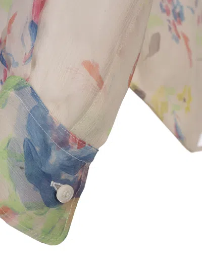 Shop Aspesi Flower Silk Shirt In Multicolour